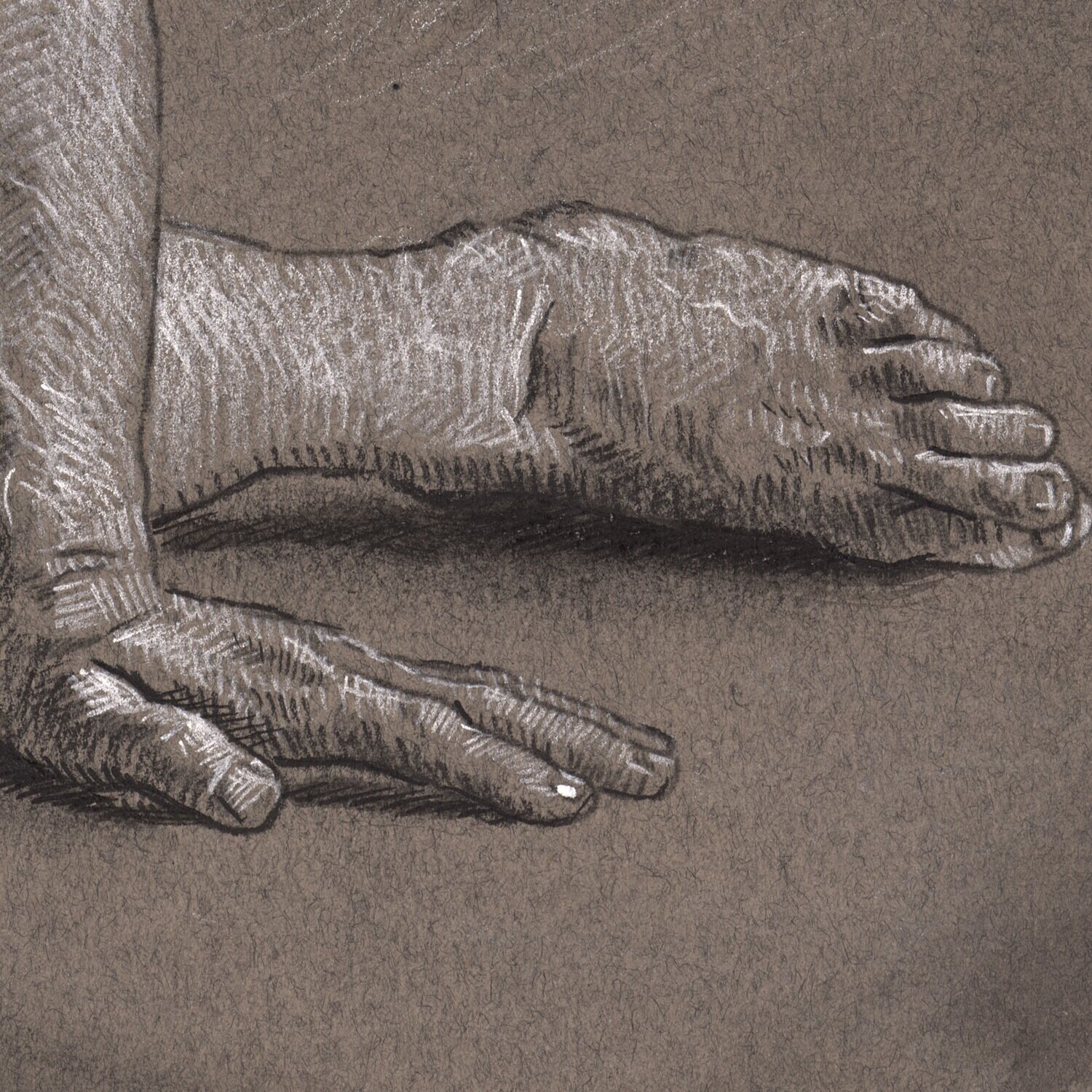 Kneeling Male Nude Original Drawing