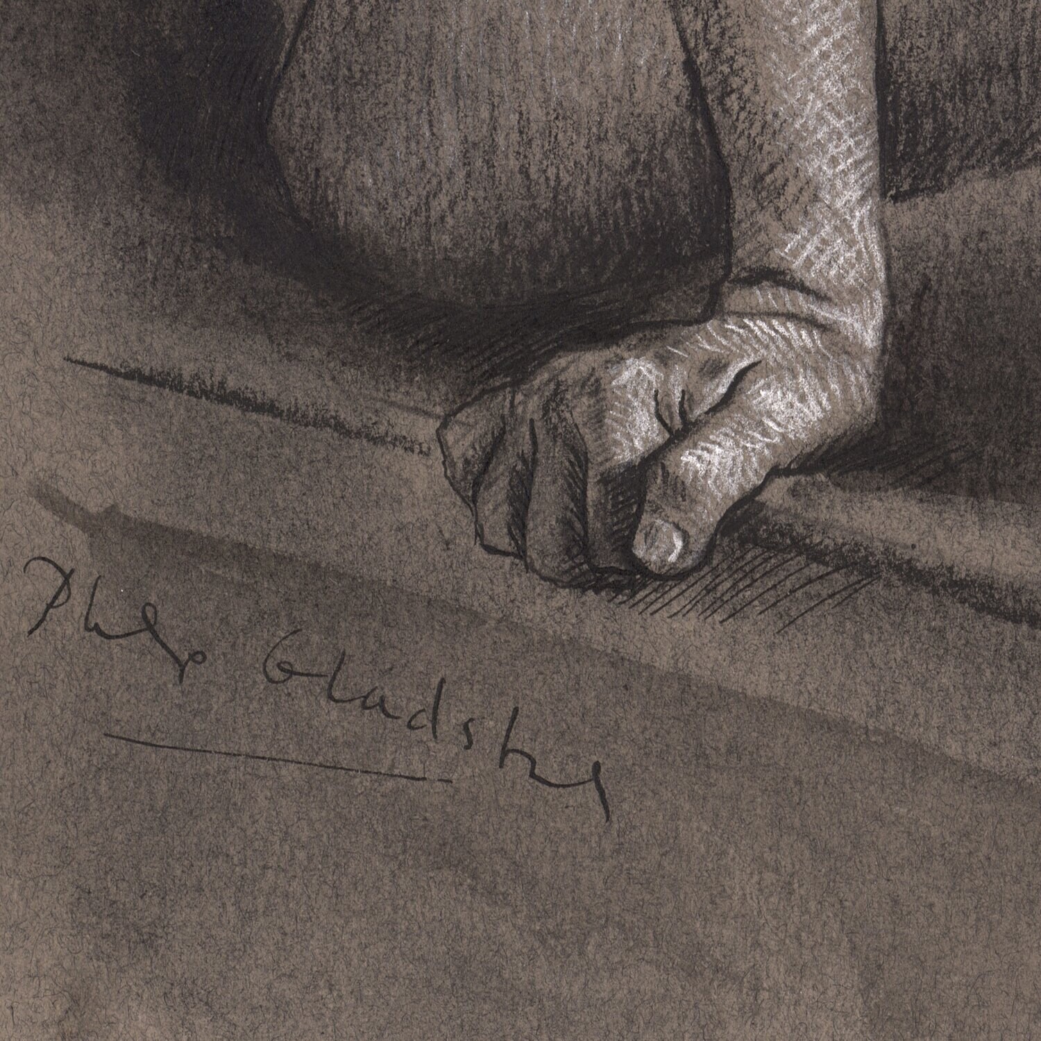 Kneeling Male Nude Original Drawing