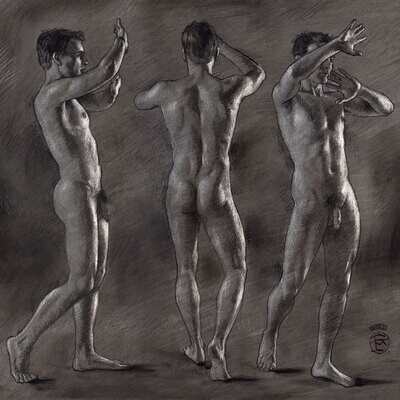 &quot;The Grasping&quot; Original Grisaille Work on Paper