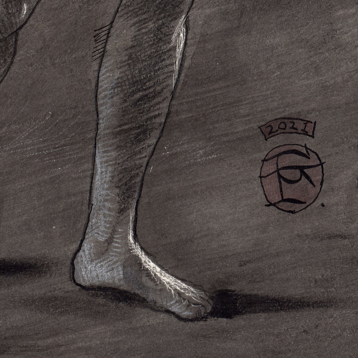 "The Grasping" Original Grisaille Work on Paper