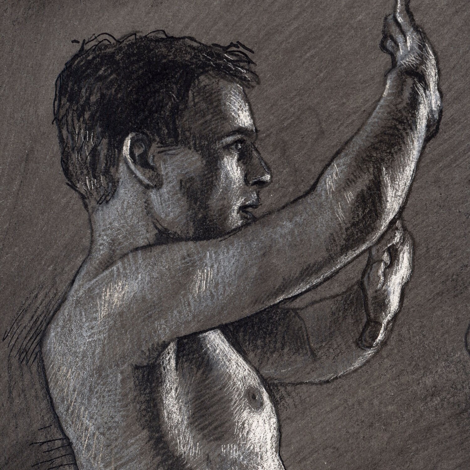 "The Grasping" Original Grisaille Work on Paper
