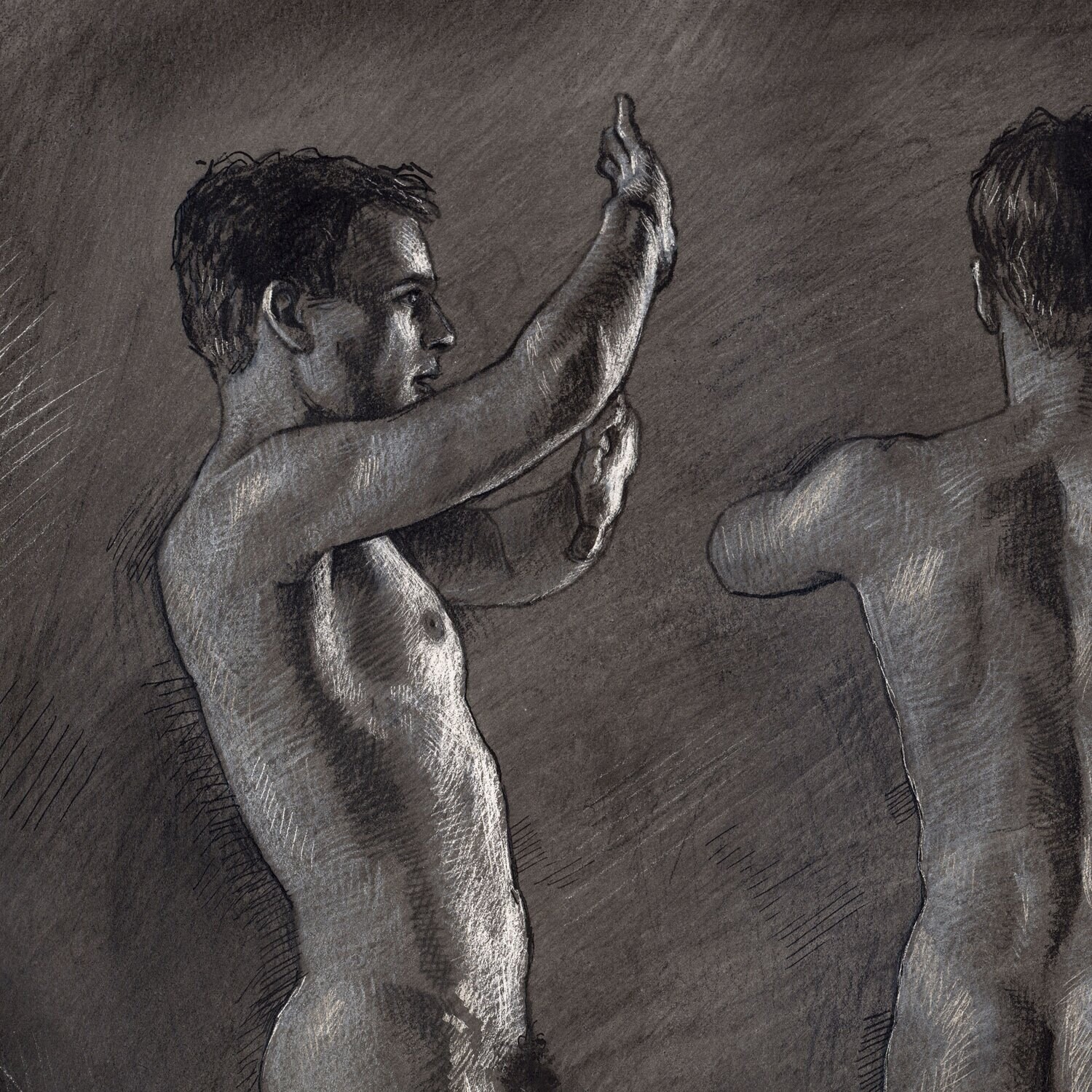 "The Grasping" Original Grisaille Work on Paper