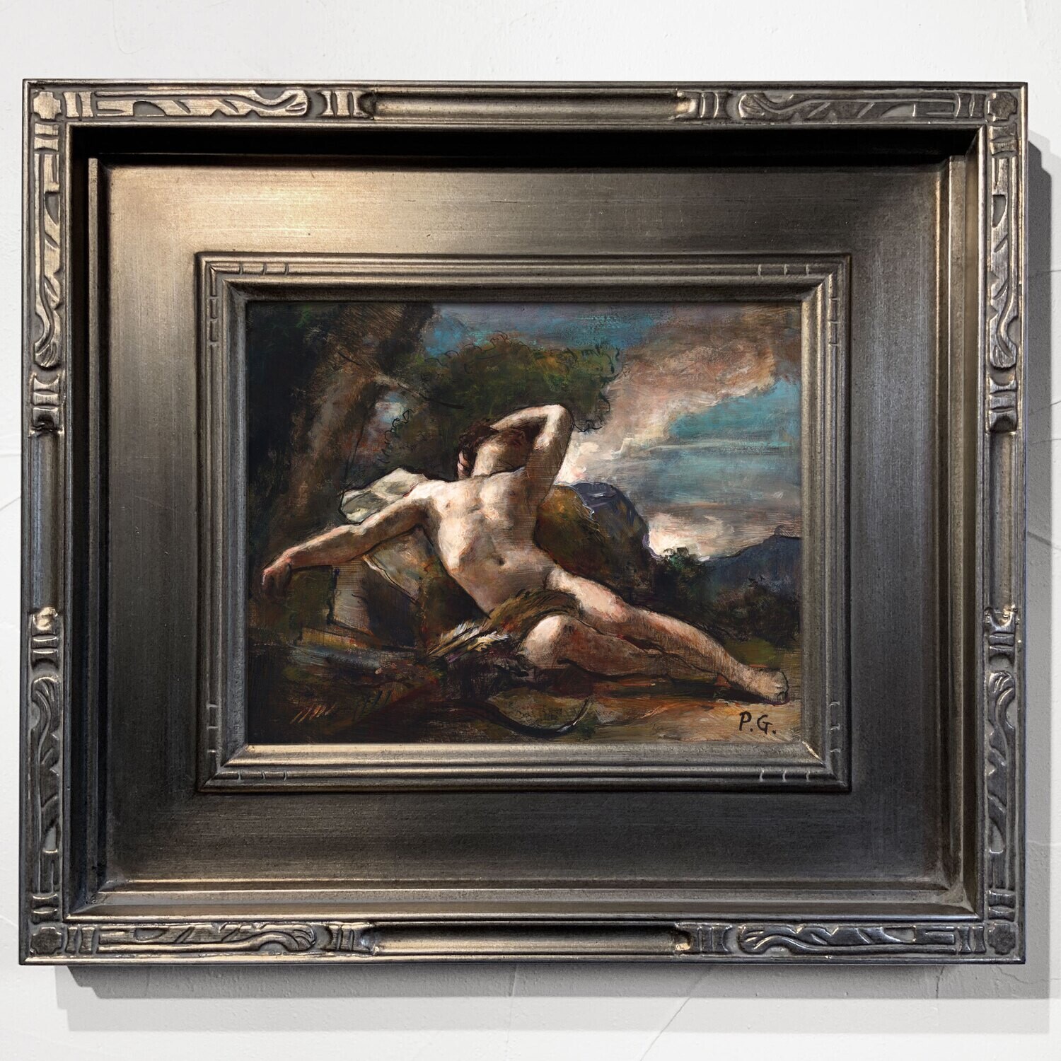 &quot;Sleeping Endymion&quot; Original Framed Study after Nicolas-Guy Brenet