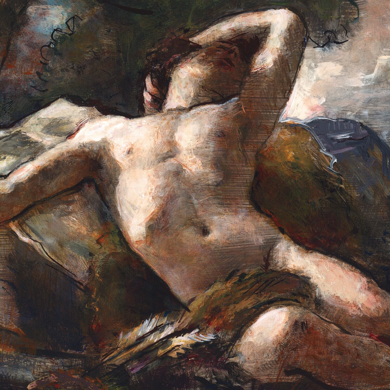 "Sleeping Endymion" Original Framed Study after Nicolas-Guy Brenet