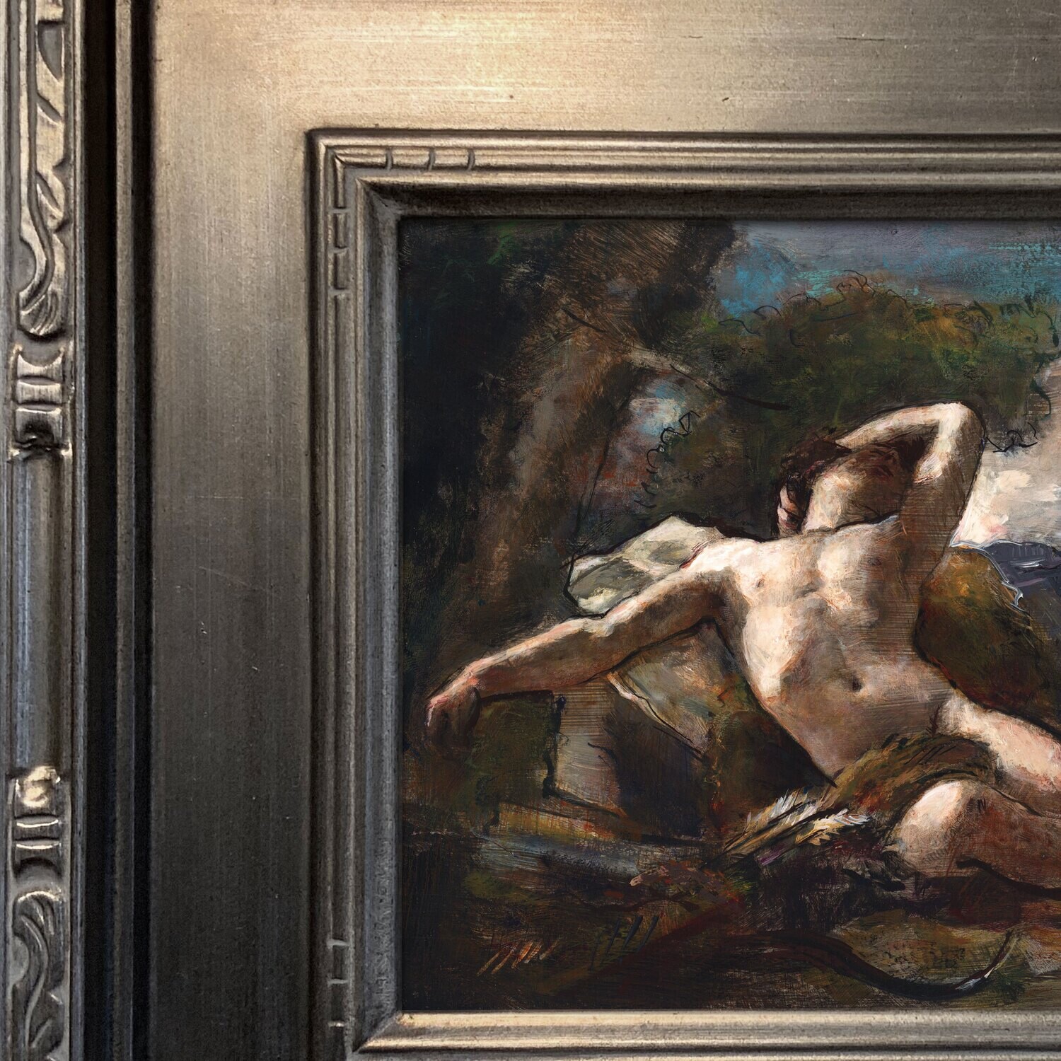 "Sleeping Endymion" Original Framed Study after Nicolas-Guy Brenet