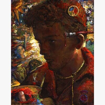 "The Young Artist Wages a Personal Art War" Original  Painting on Panel