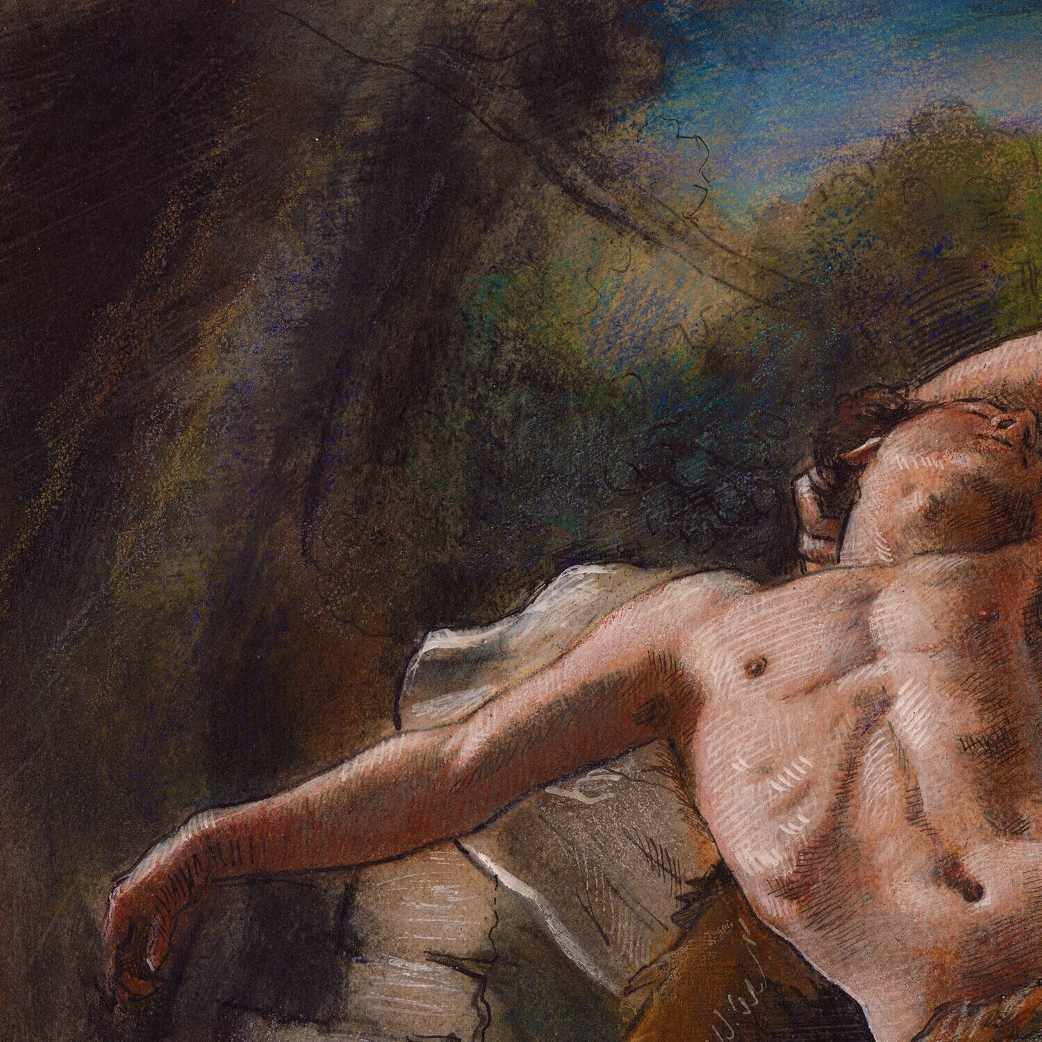 "Sleeping Endymion" (after Nicolas-Guy Brenet) Original Work on Paper