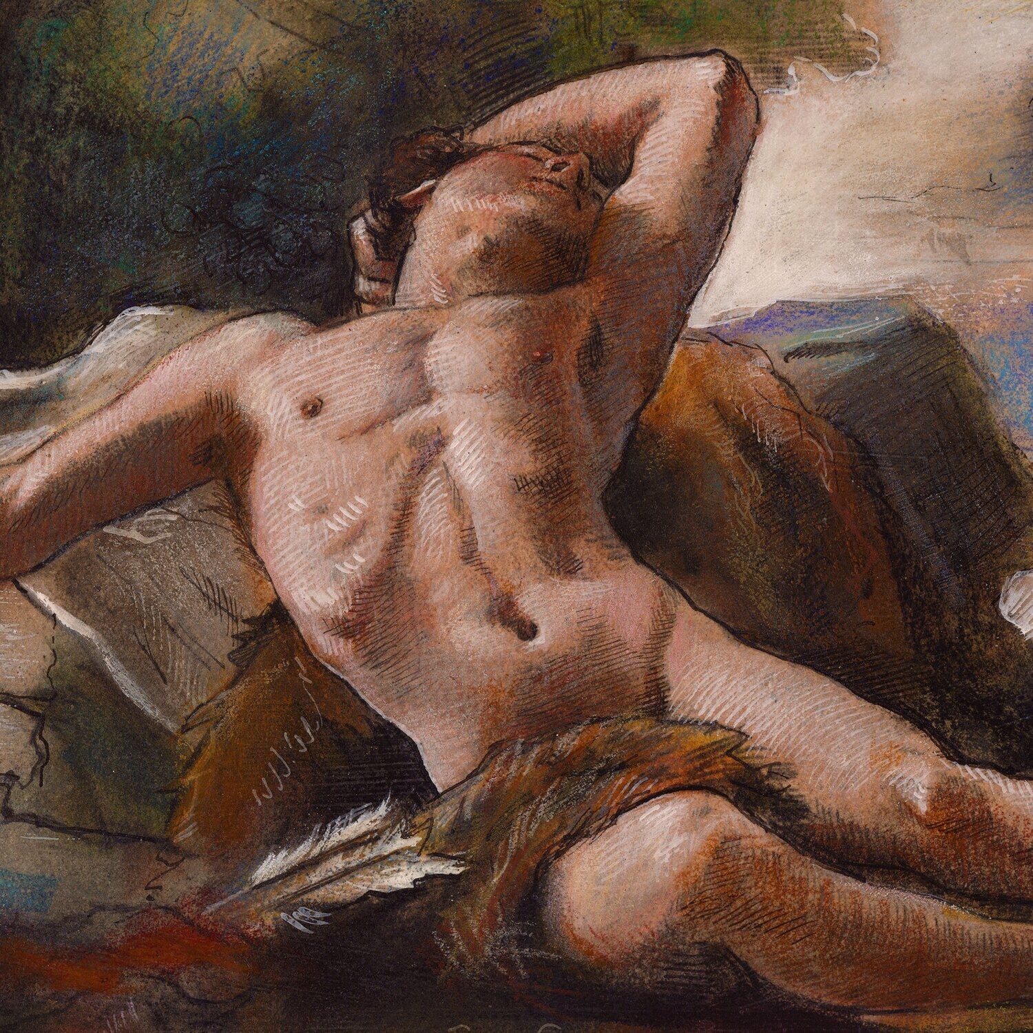 "Sleeping Endymion" (after Nicolas-Guy Brenet) Original Work on Paper