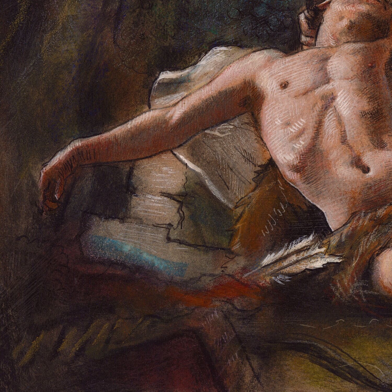 "Sleeping Endymion" (after Nicolas-Guy Brenet) Original Work on Paper