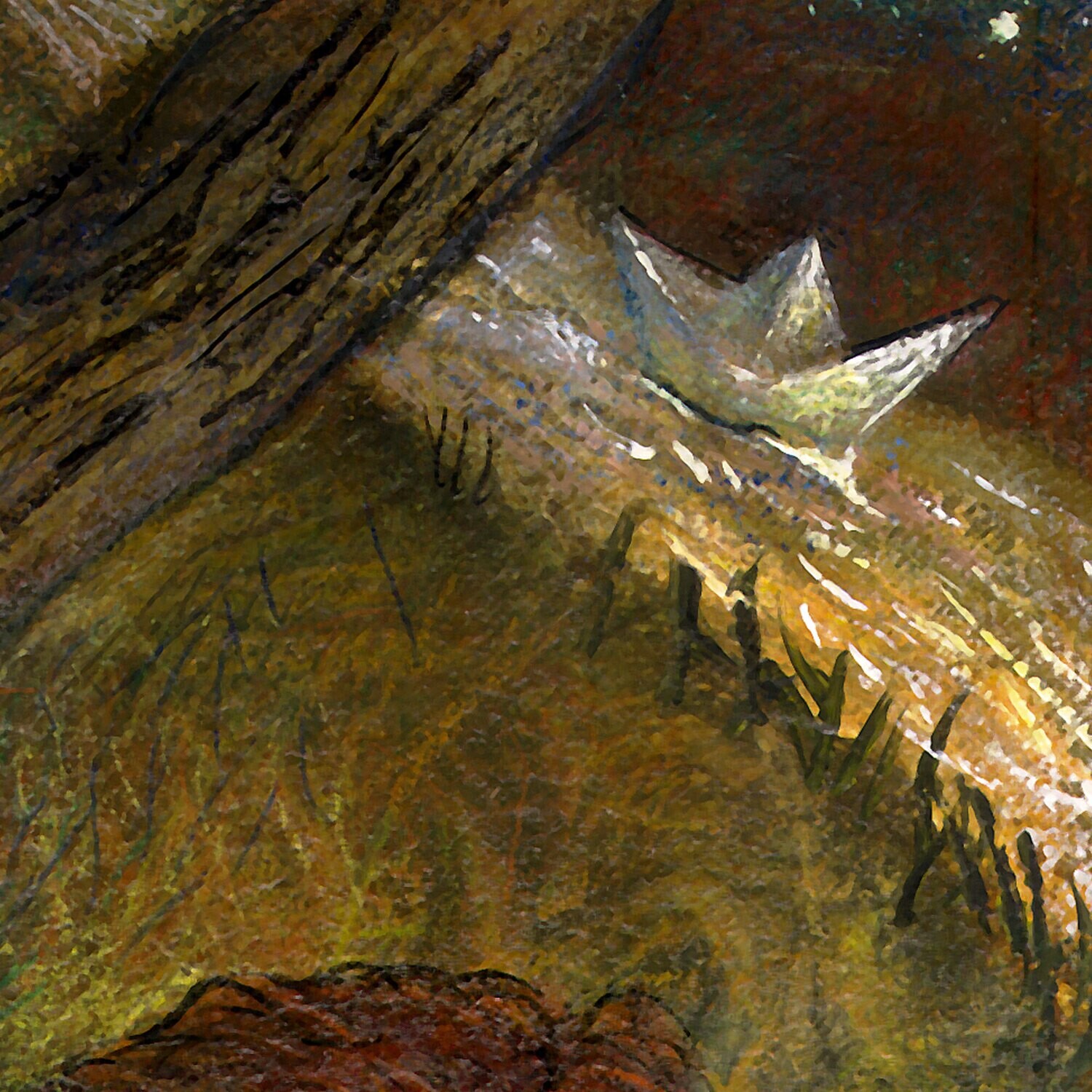 "Isolation" Large Mixed-Media Work on Paper, Framed