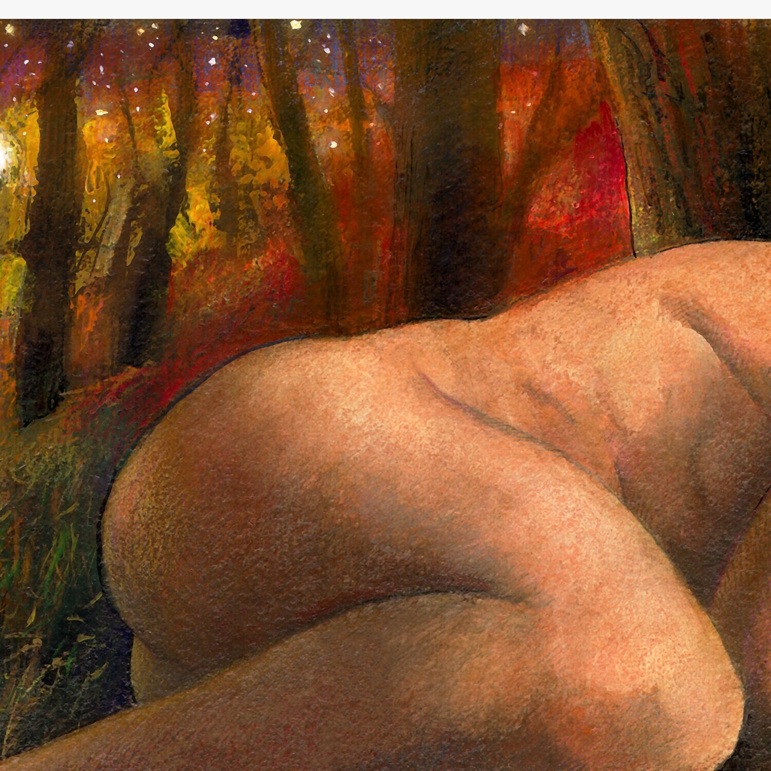 "Isolation" Large Mixed-Media Work on Paper, Framed