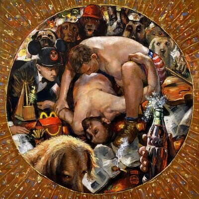 *ON HOLD* "The Dogs with a Front-Row Seat to the Unraveling of America" Original Oil Painting on Panel