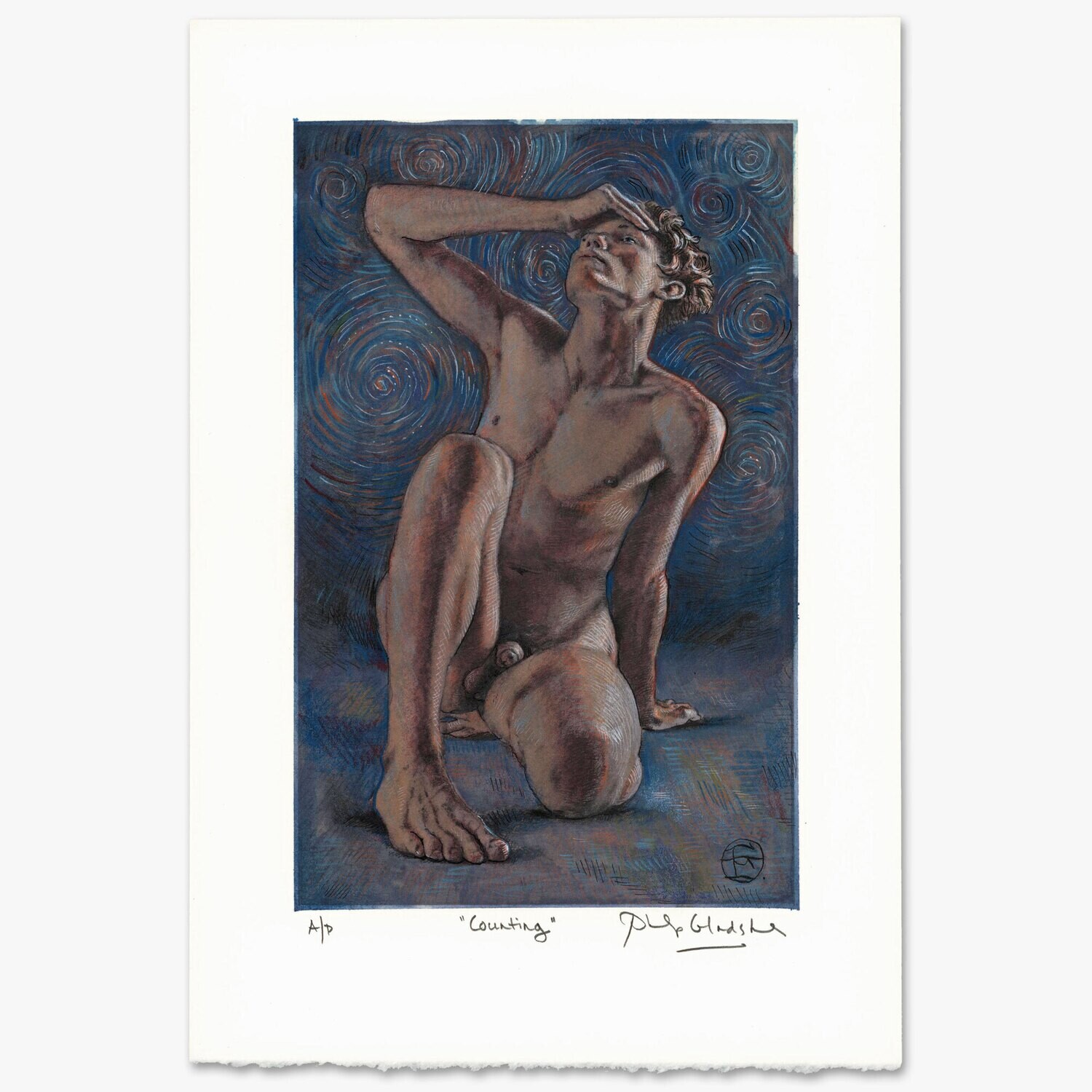 "Counting" Unique Hand-Colored Print