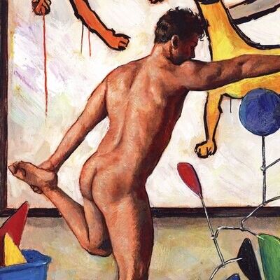 "In the Museum: A Delicate Balance", a Riff on the Works of Alexander Calder 🎨  Original  Painting on Panel