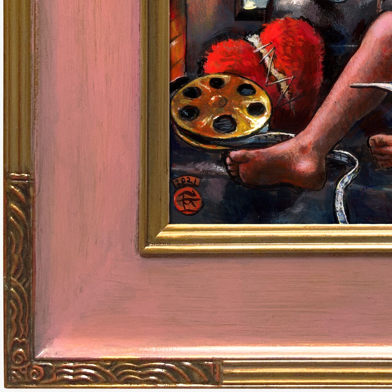 "The Cinemaphile" Original Painting on Panel with Artist's Frame