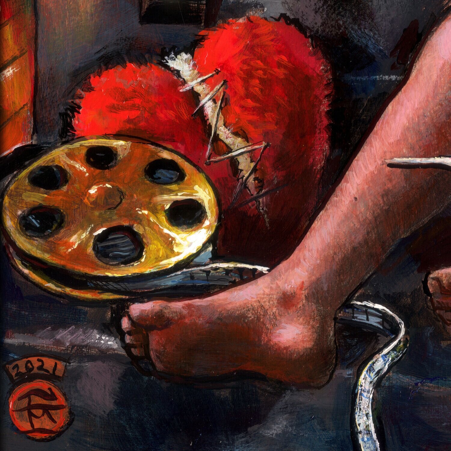 "The Cinemaphile" Original Painting on Panel with Artist's Frame