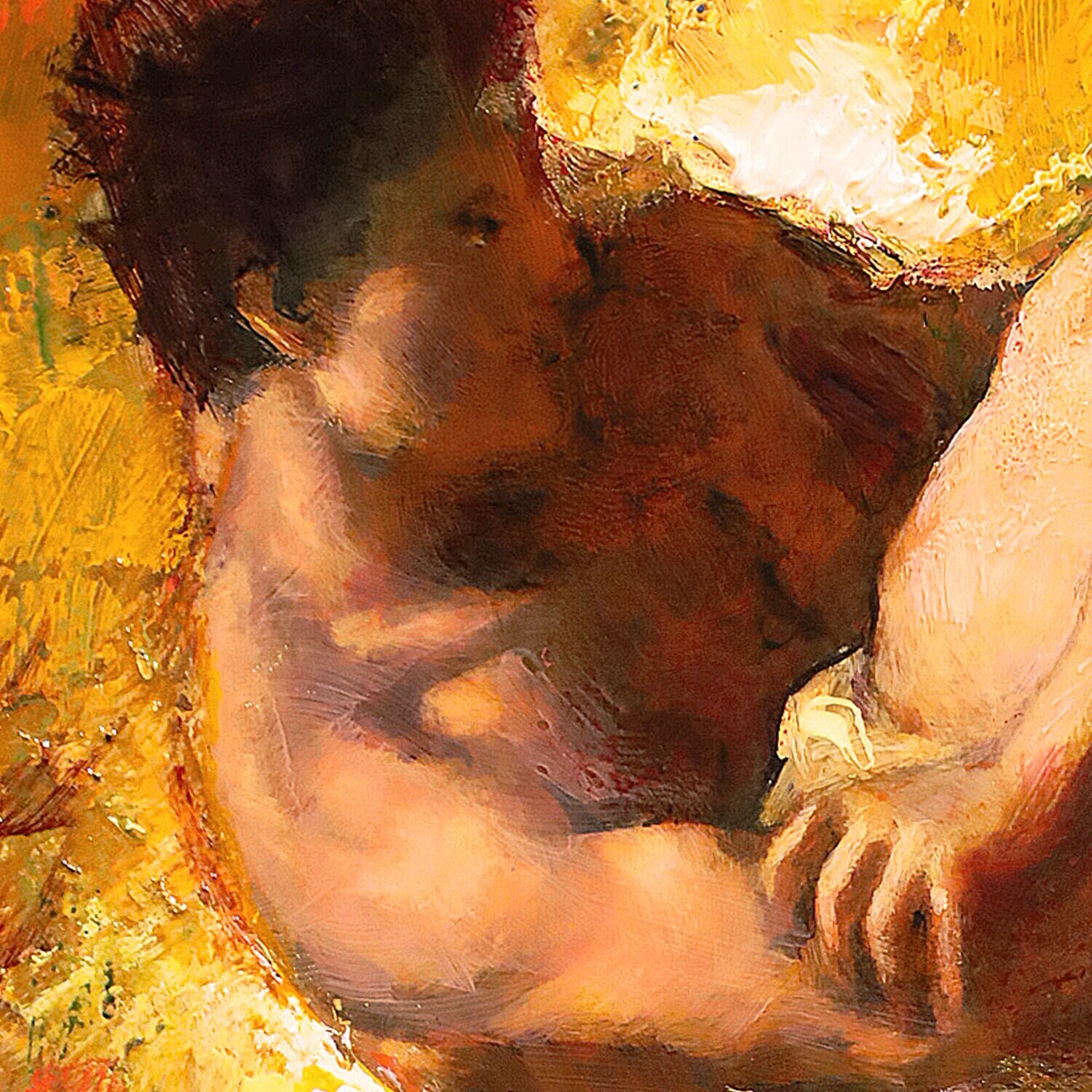 "Jacob Wrestling the Angel" Original Painting on Panel