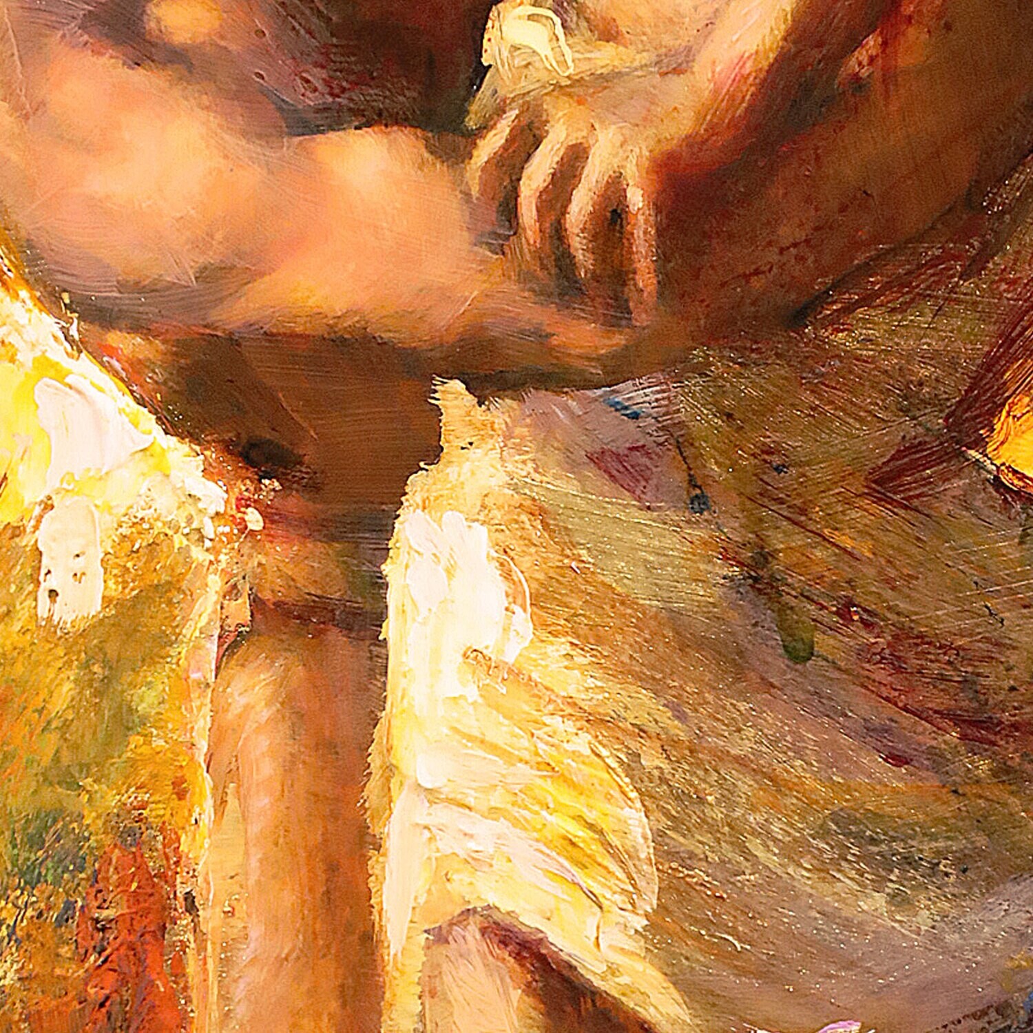 "Jacob Wrestling the Angel" Original Painting on Panel