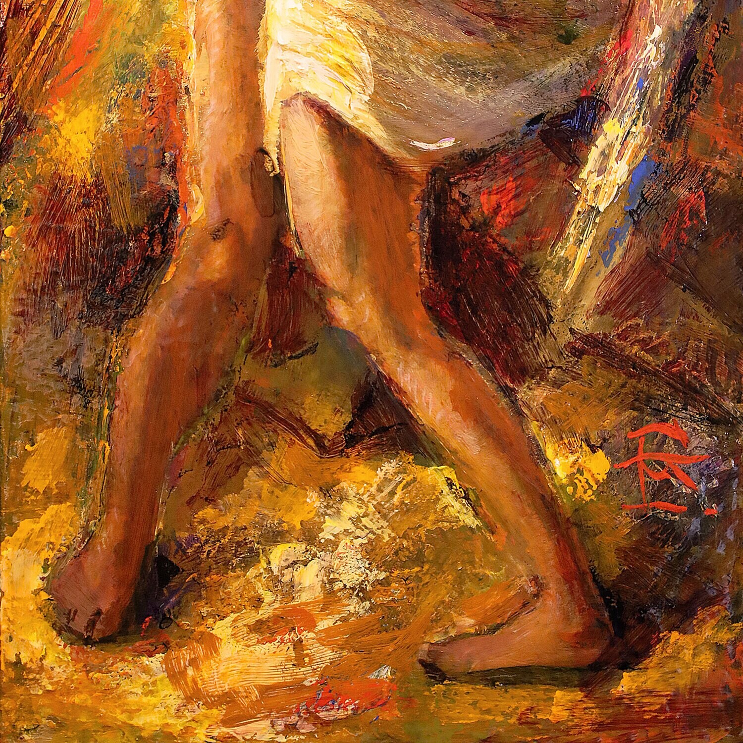 "Jacob Wrestling the Angel" Original Painting on Panel