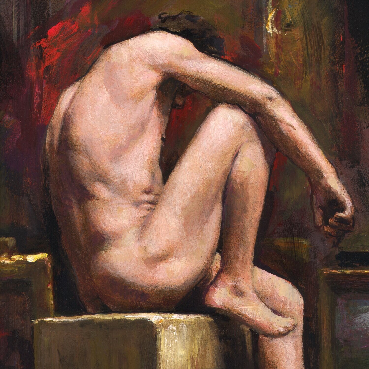 "The Resting Model" Original Painting on Panel