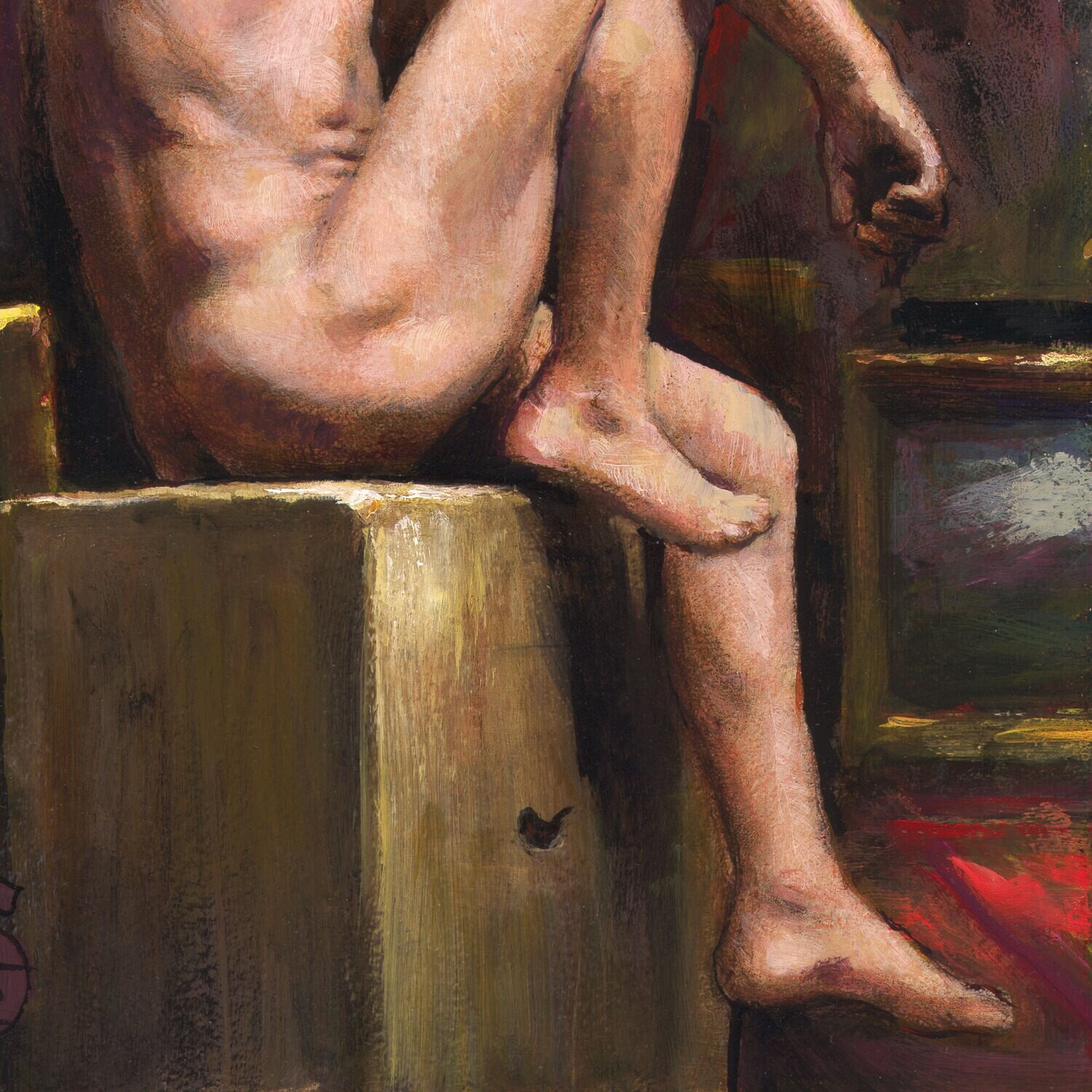 "The Resting Model" Original Painting on Panel