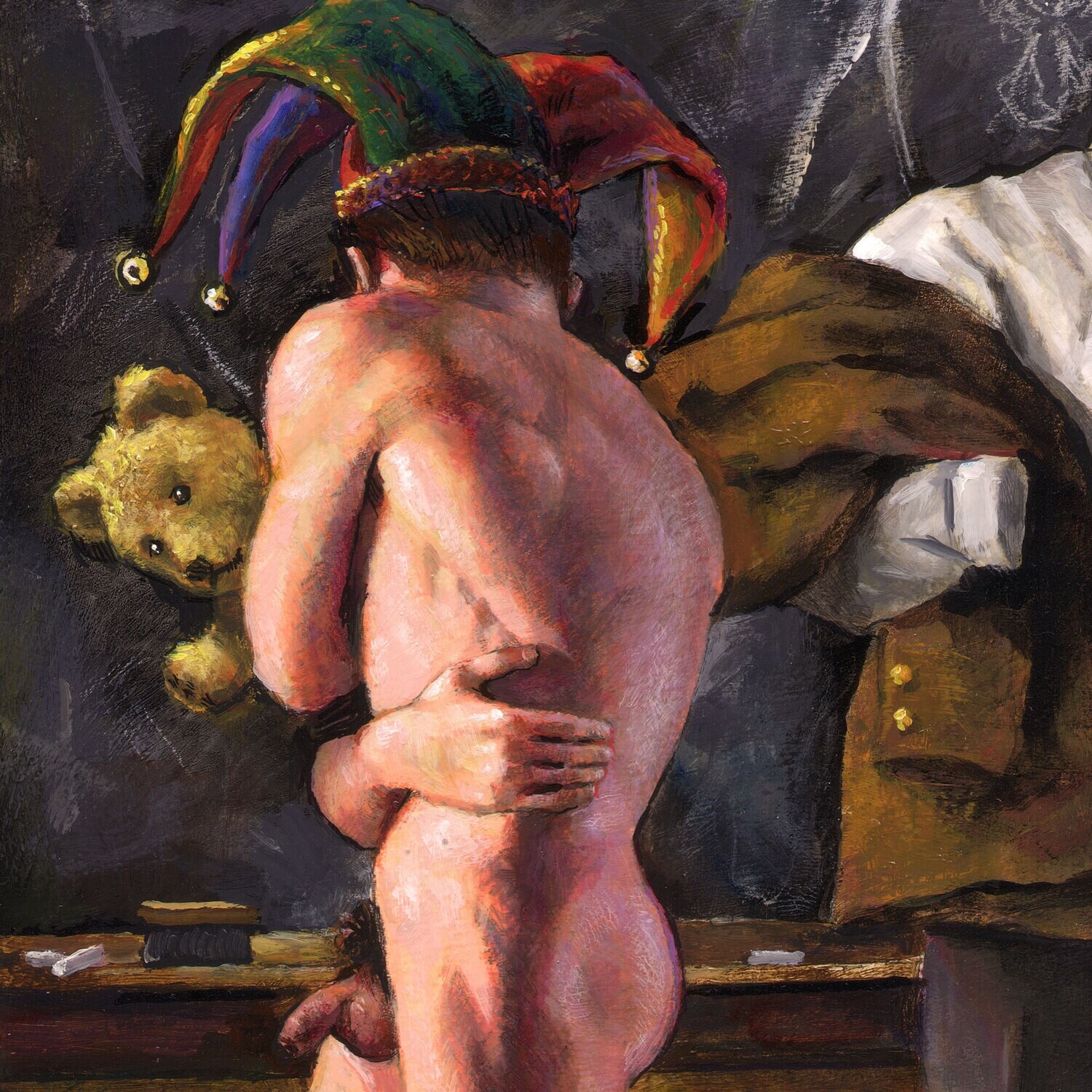"The Lesson (How to Be a Man)" Original Painting on Panel