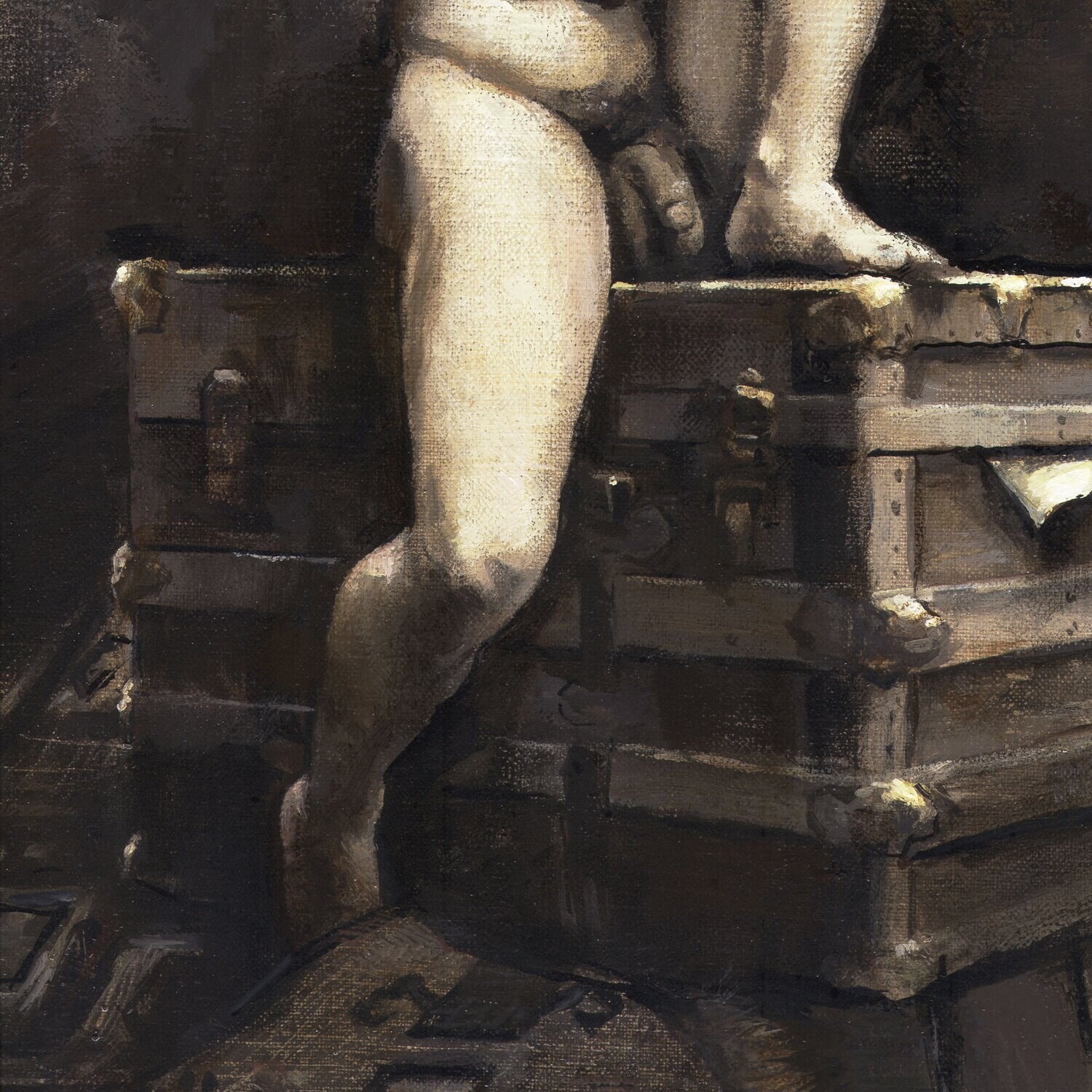 "The Key" Original Framed Grisaille Painting on Canvas