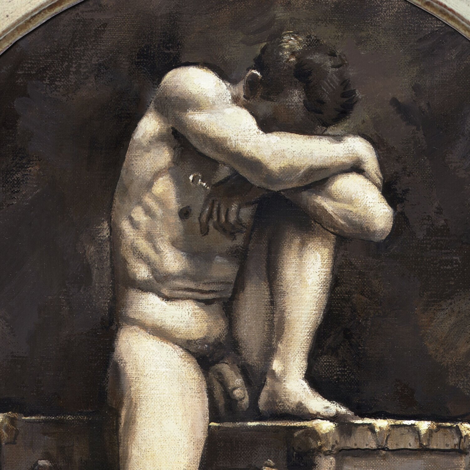 "The Key" Original Framed Grisaille Painting on Canvas