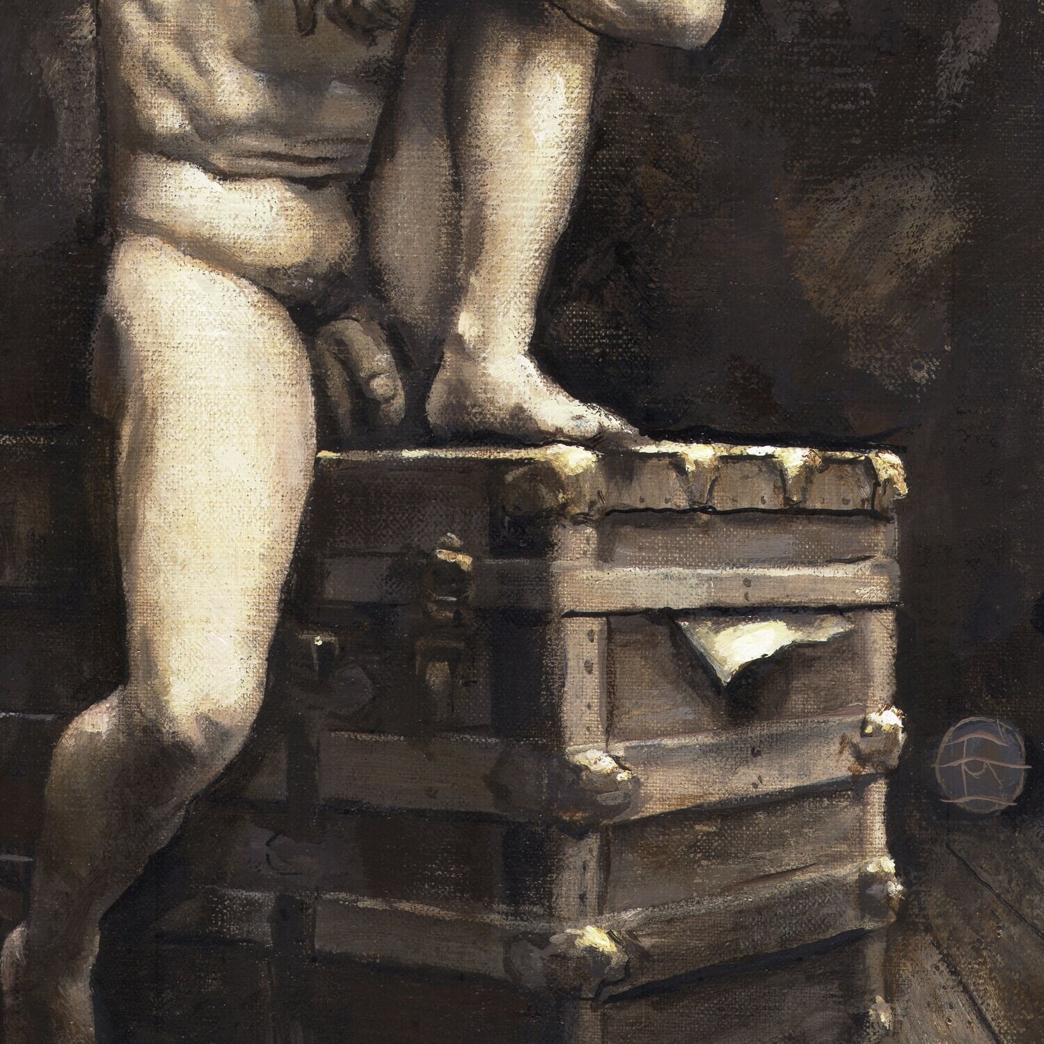 "The Key" Original Framed Grisaille Painting on Canvas