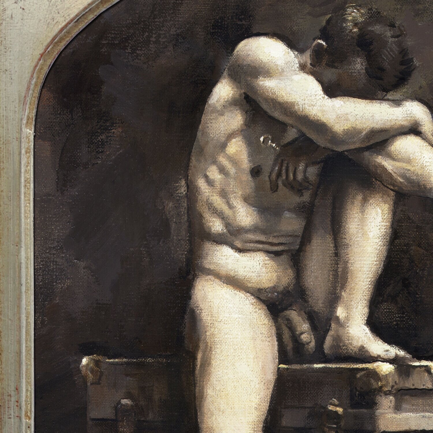 "The Key" Original Framed Grisaille Painting on Canvas