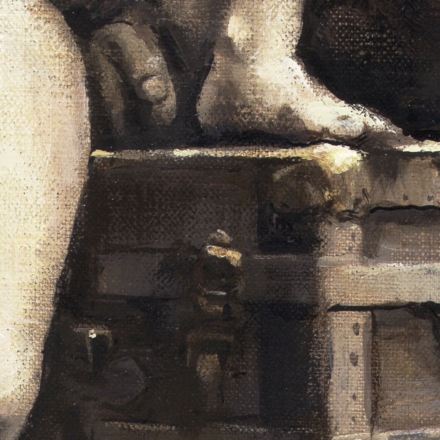 "The Key" Original Framed Grisaille Painting on Canvas