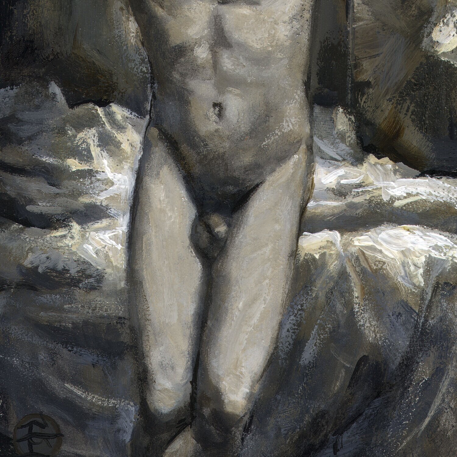 "The Great Hurry" Original Grisaille Painting on Panel
