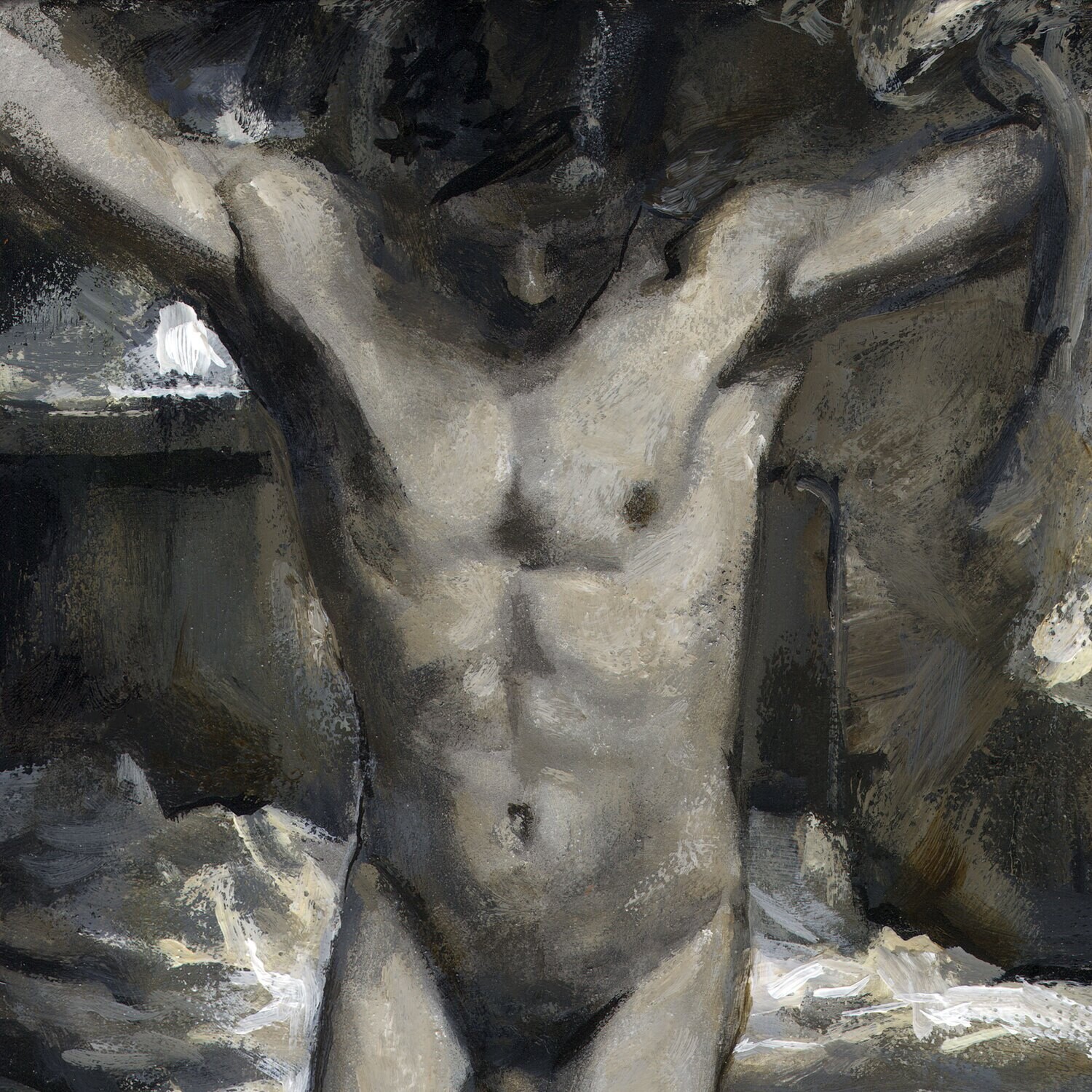 "The Great Hurry" Original Grisaille Painting on Panel