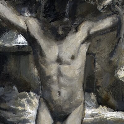 "The Great Hurry" Original Grisaille Painting on Panel