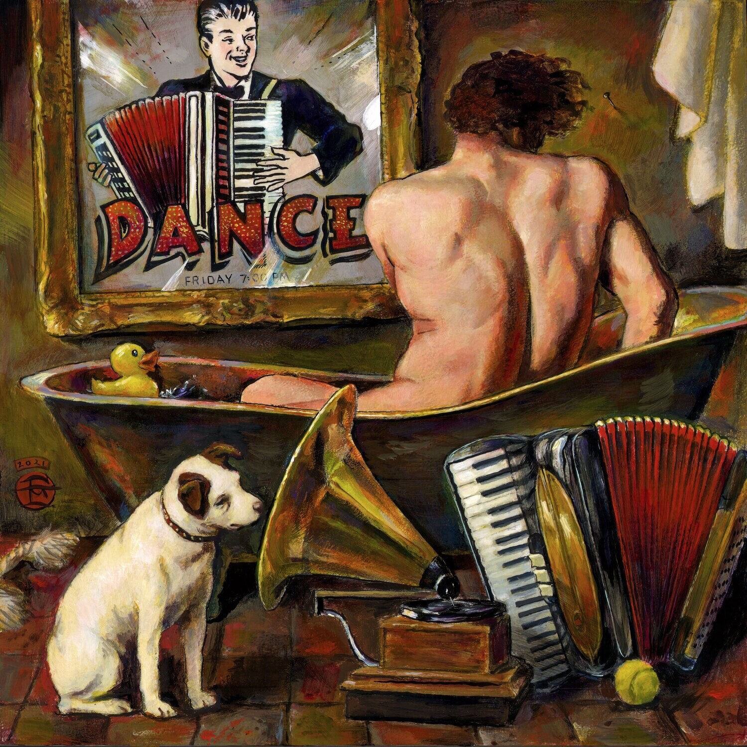 "The Day the Dancing Was Done" 🎨  Original Tubs Series Painting on Panel