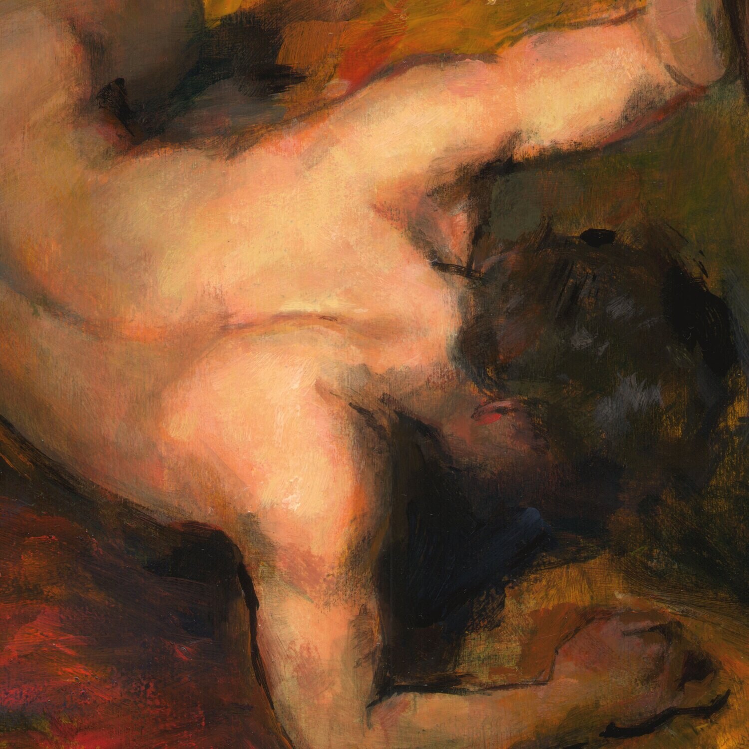 "Fallen" (after Etty) Original Painting on Panel, Framed