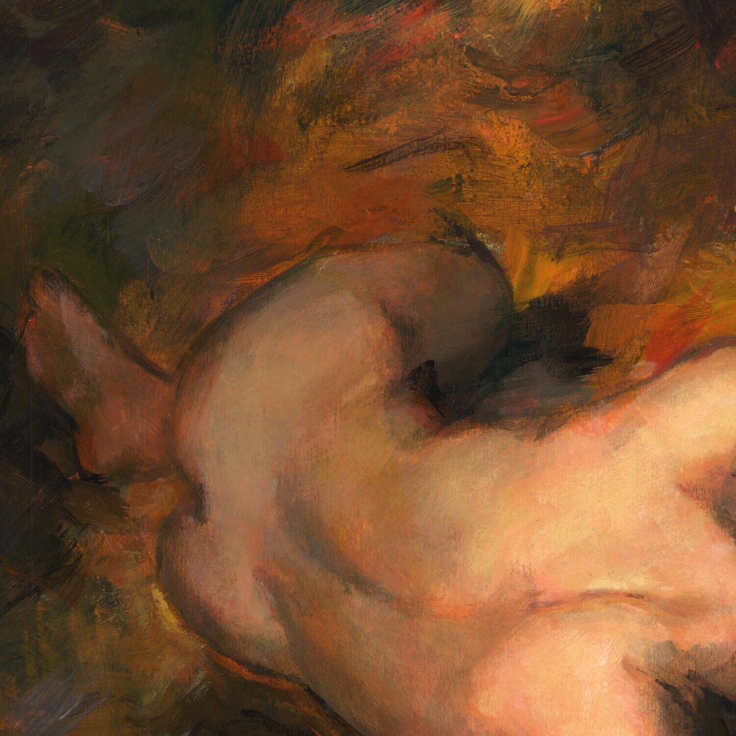"Fallen" (after Etty) Original Painting on Panel, Framed