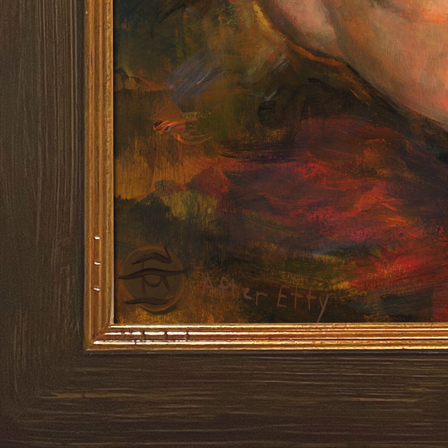 "Fallen" (after Etty) Original Painting on Panel, Framed