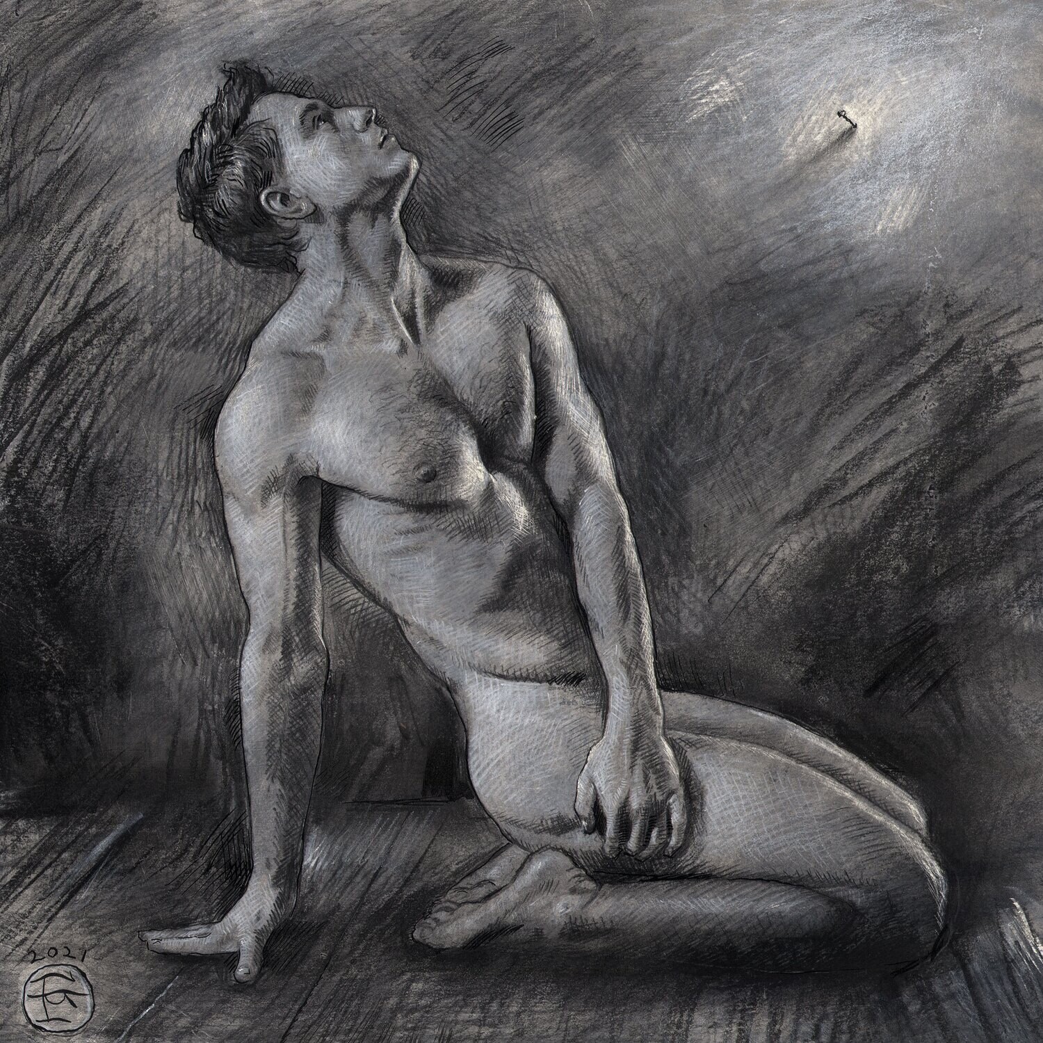 "Up" Original Mixed-Media Drawing