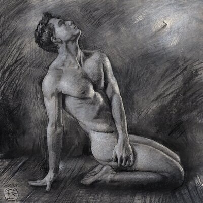 "Up" Original Mixed-Media Drawing