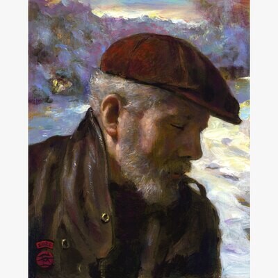 "Winter Self-Portrait" Original Painting on Panel