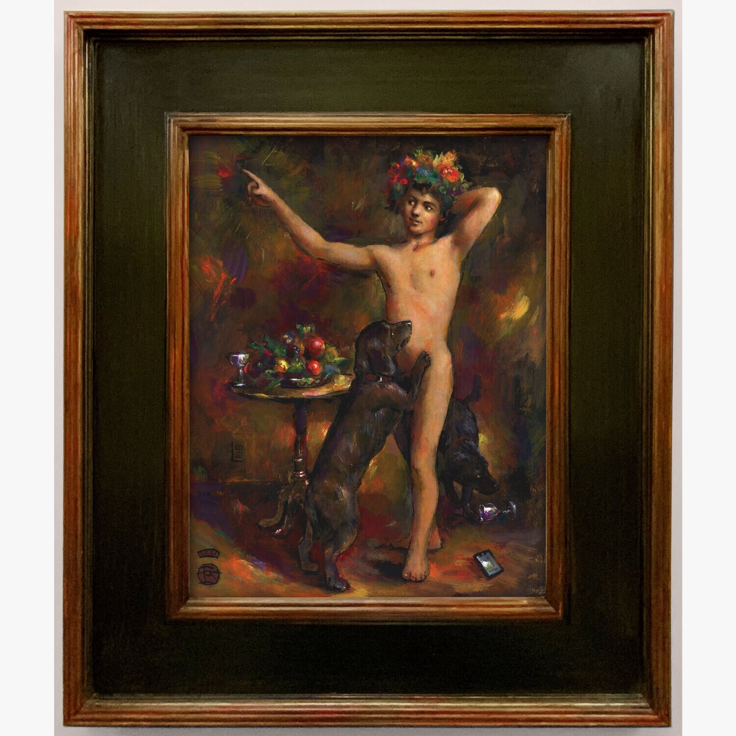 "Abbraccio" Original Painting on Panel with Artist's Frame