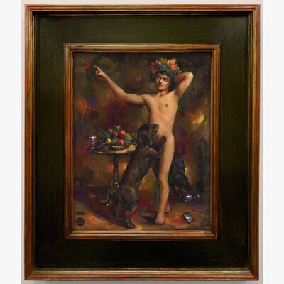 "Abbraccio" Original Painting on Panel with Artist's Frame