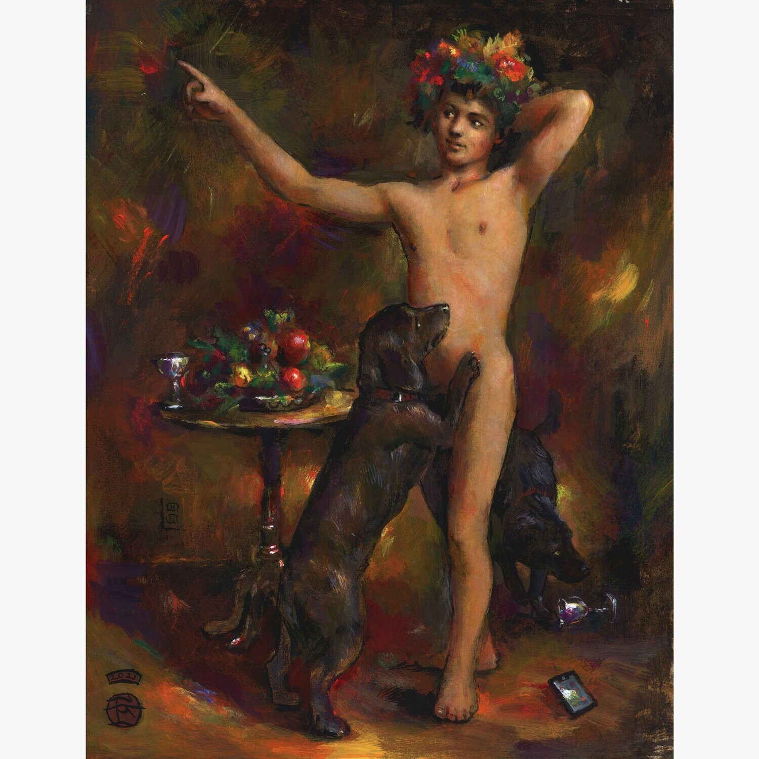 "Abbraccio" Original Painting on Panel with Artist's Frame