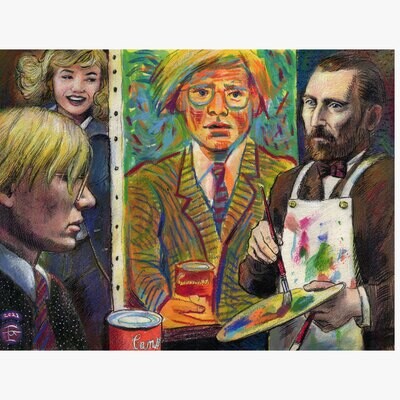 &quot;Andy Sits for Vincent&#39;s Demonstration and Marilyn Observes&quot; Original Work on Paper