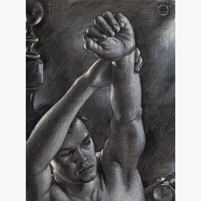 "Two O'Clock" Original Mixed-Media Drawing