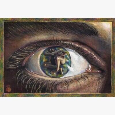 &quot;Outside, Looking In&quot; Original Mixed-Media Work on Paper