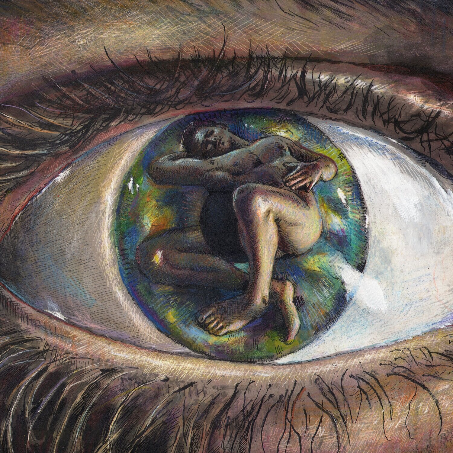 "Outside, Looking In" Original Mixed-Media Work on Paper