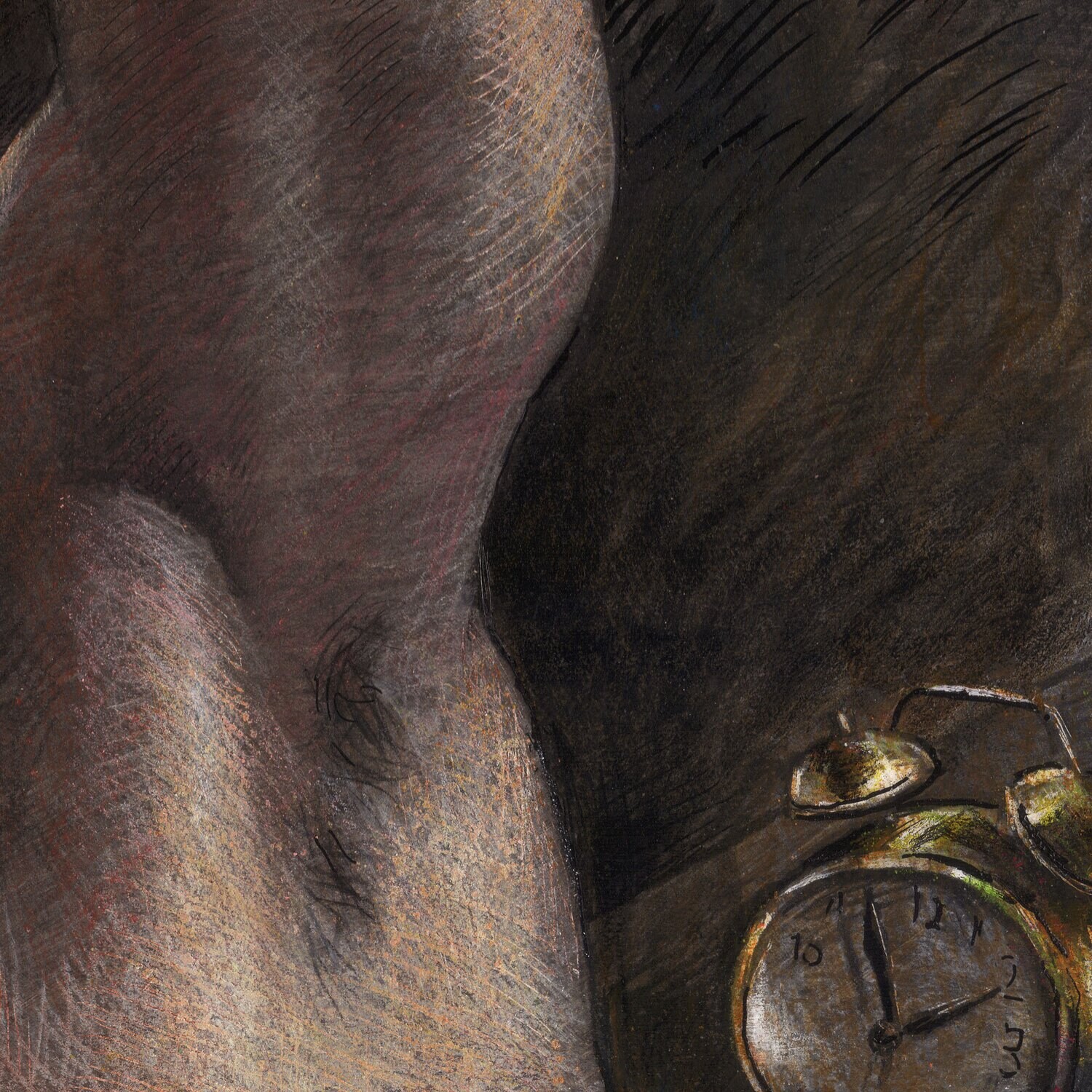"Two O'Clock" Original Mixed-Media Work on Paper