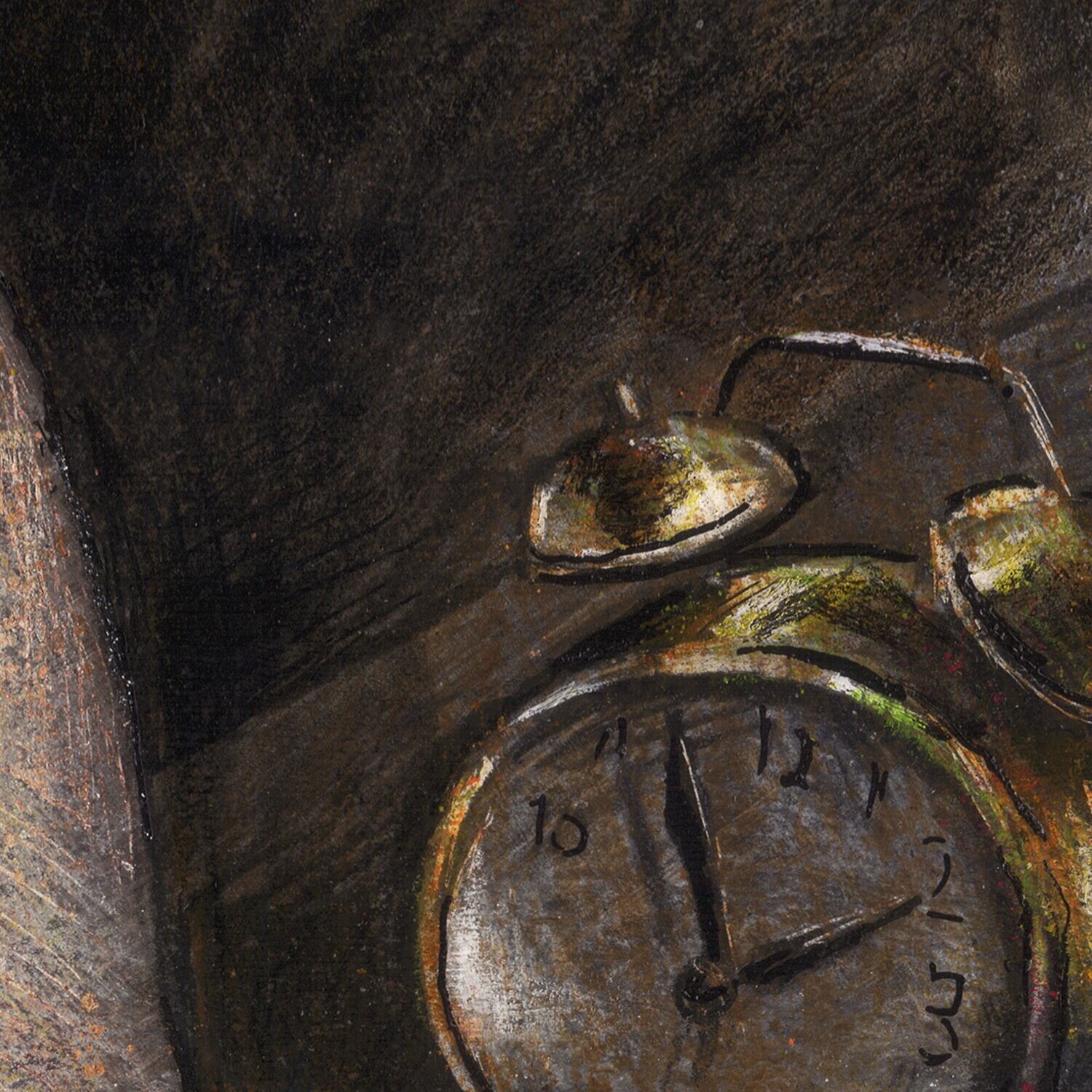 "Two O'Clock" Original Mixed-Media Work on Paper